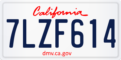 CA license plate 7LZF614