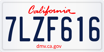 CA license plate 7LZF616