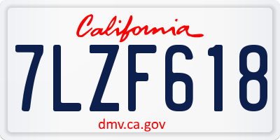 CA license plate 7LZF618