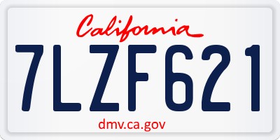 CA license plate 7LZF621