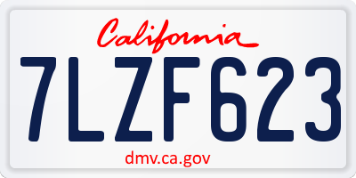 CA license plate 7LZF623