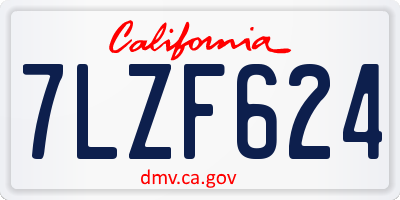 CA license plate 7LZF624