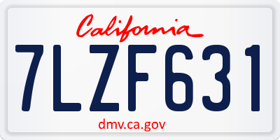 CA license plate 7LZF631