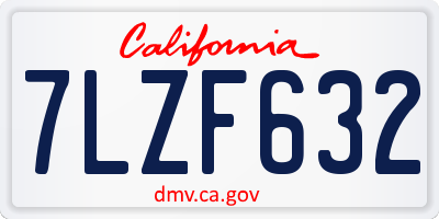 CA license plate 7LZF632