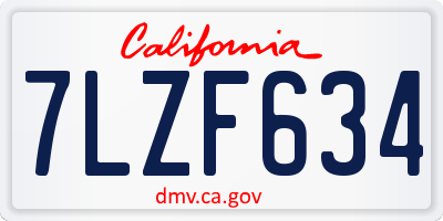 CA license plate 7LZF634