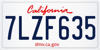 CA license plate 7LZF635