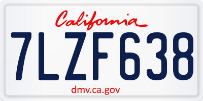 CA license plate 7LZF638