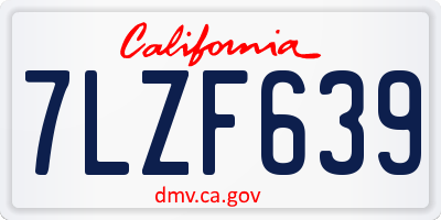 CA license plate 7LZF639