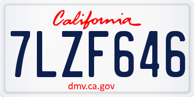 CA license plate 7LZF646