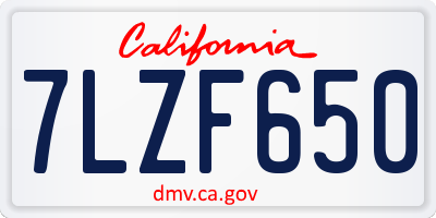 CA license plate 7LZF650