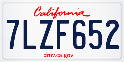 CA license plate 7LZF652