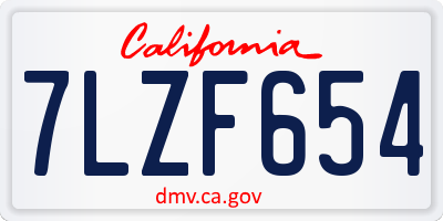CA license plate 7LZF654