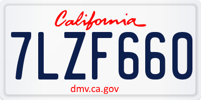 CA license plate 7LZF660