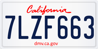 CA license plate 7LZF663