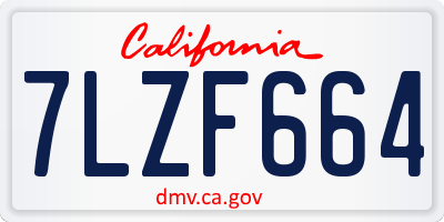 CA license plate 7LZF664