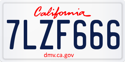 CA license plate 7LZF666