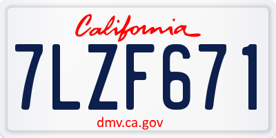 CA license plate 7LZF671