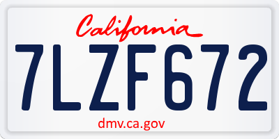 CA license plate 7LZF672