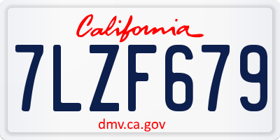 CA license plate 7LZF679