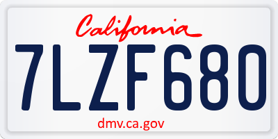 CA license plate 7LZF680