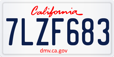 CA license plate 7LZF683
