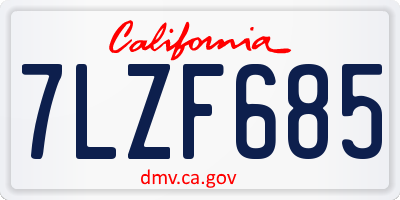 CA license plate 7LZF685