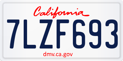CA license plate 7LZF693