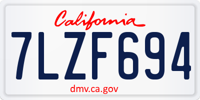 CA license plate 7LZF694
