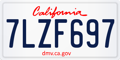 CA license plate 7LZF697