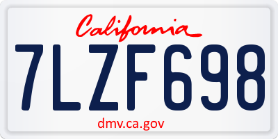 CA license plate 7LZF698