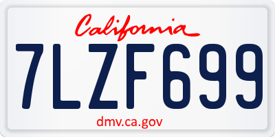 CA license plate 7LZF699