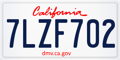 CA license plate 7LZF702