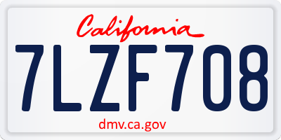 CA license plate 7LZF708