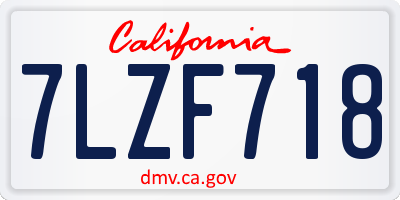 CA license plate 7LZF718