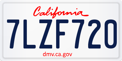 CA license plate 7LZF720