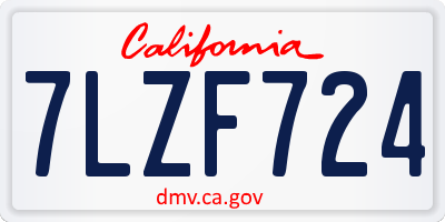 CA license plate 7LZF724