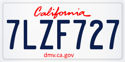 CA license plate 7LZF727