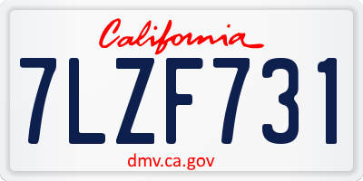 CA license plate 7LZF731