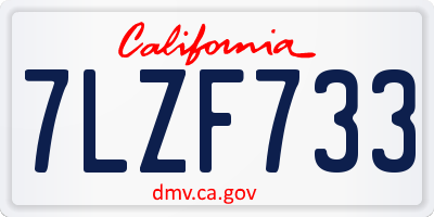 CA license plate 7LZF733