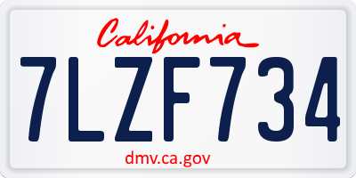 CA license plate 7LZF734