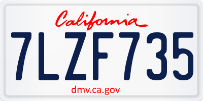 CA license plate 7LZF735