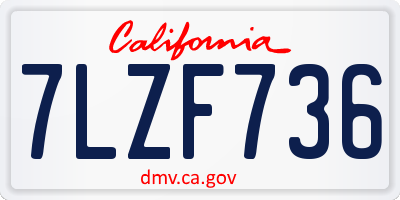 CA license plate 7LZF736