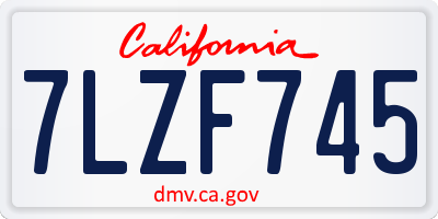 CA license plate 7LZF745