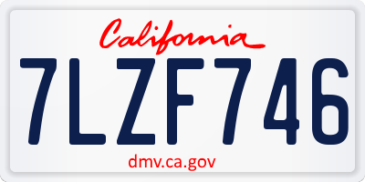 CA license plate 7LZF746