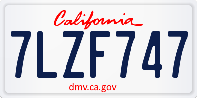 CA license plate 7LZF747