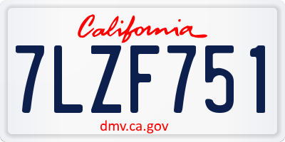CA license plate 7LZF751