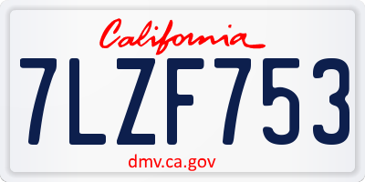CA license plate 7LZF753
