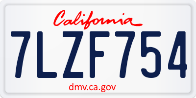 CA license plate 7LZF754