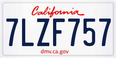 CA license plate 7LZF757