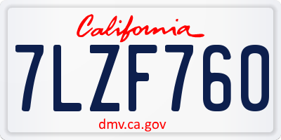 CA license plate 7LZF760